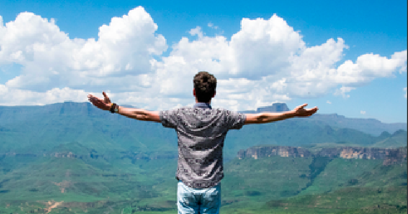Image of Stress Free man looking at sky